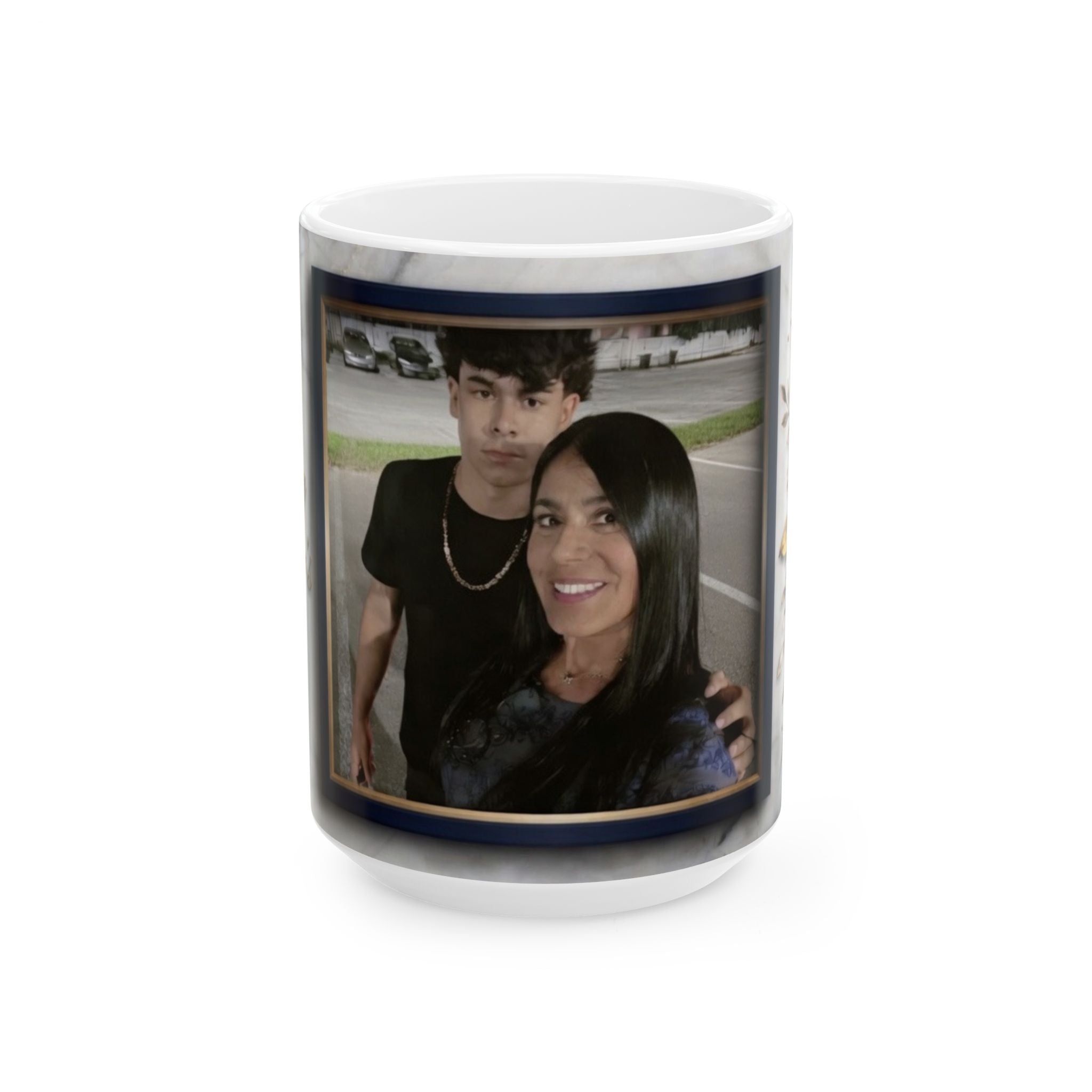 Marble Floral Photo Mug | Personalized Photo Coffee Mug