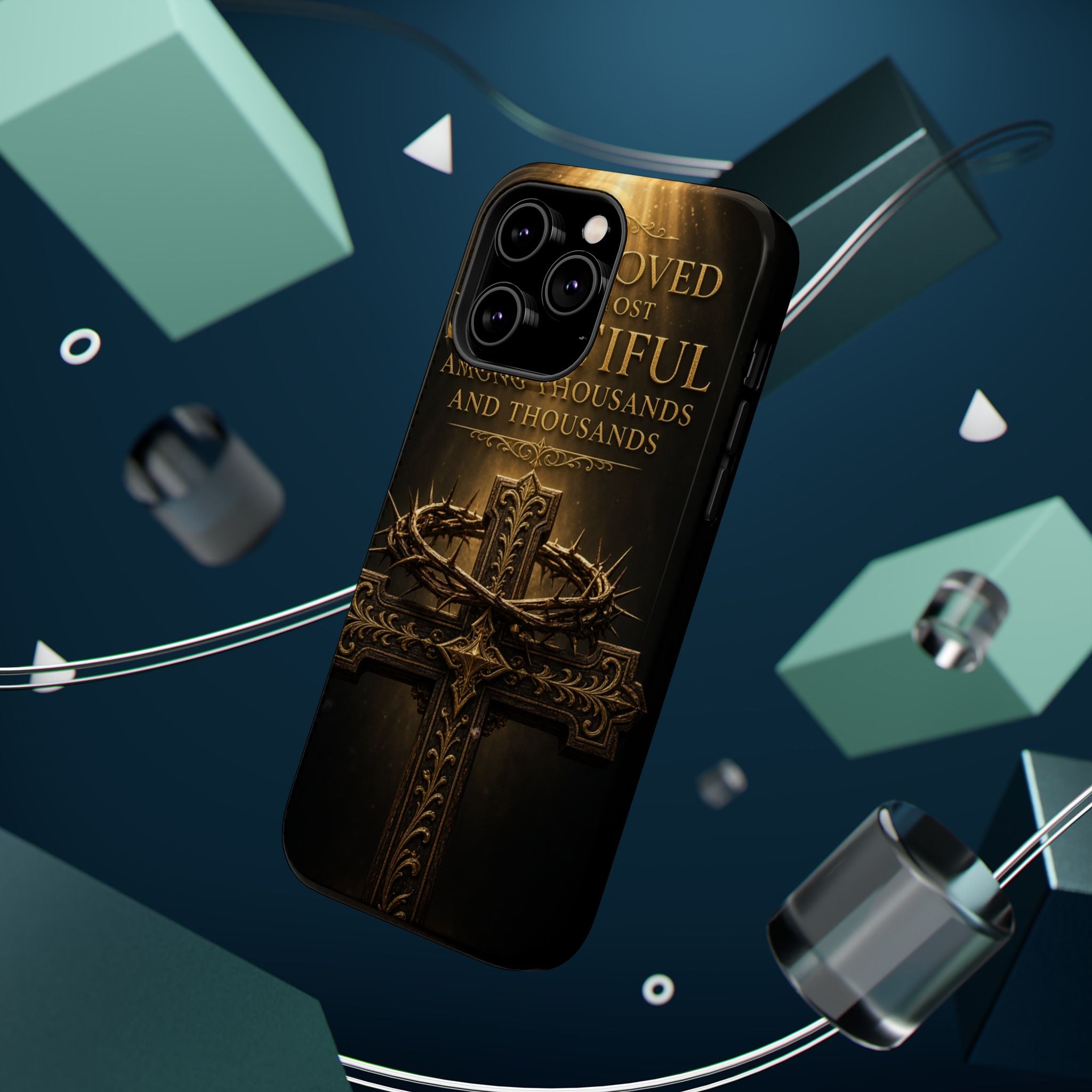 Magnetic Impact-Resistant Phone Case — "Most Beautiful" Cross with Crown of Thorns