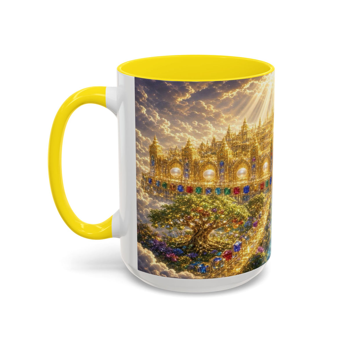 Heavenly City Christian Coffee Mug — Golden Celestial Paradise Design (11/15oz)