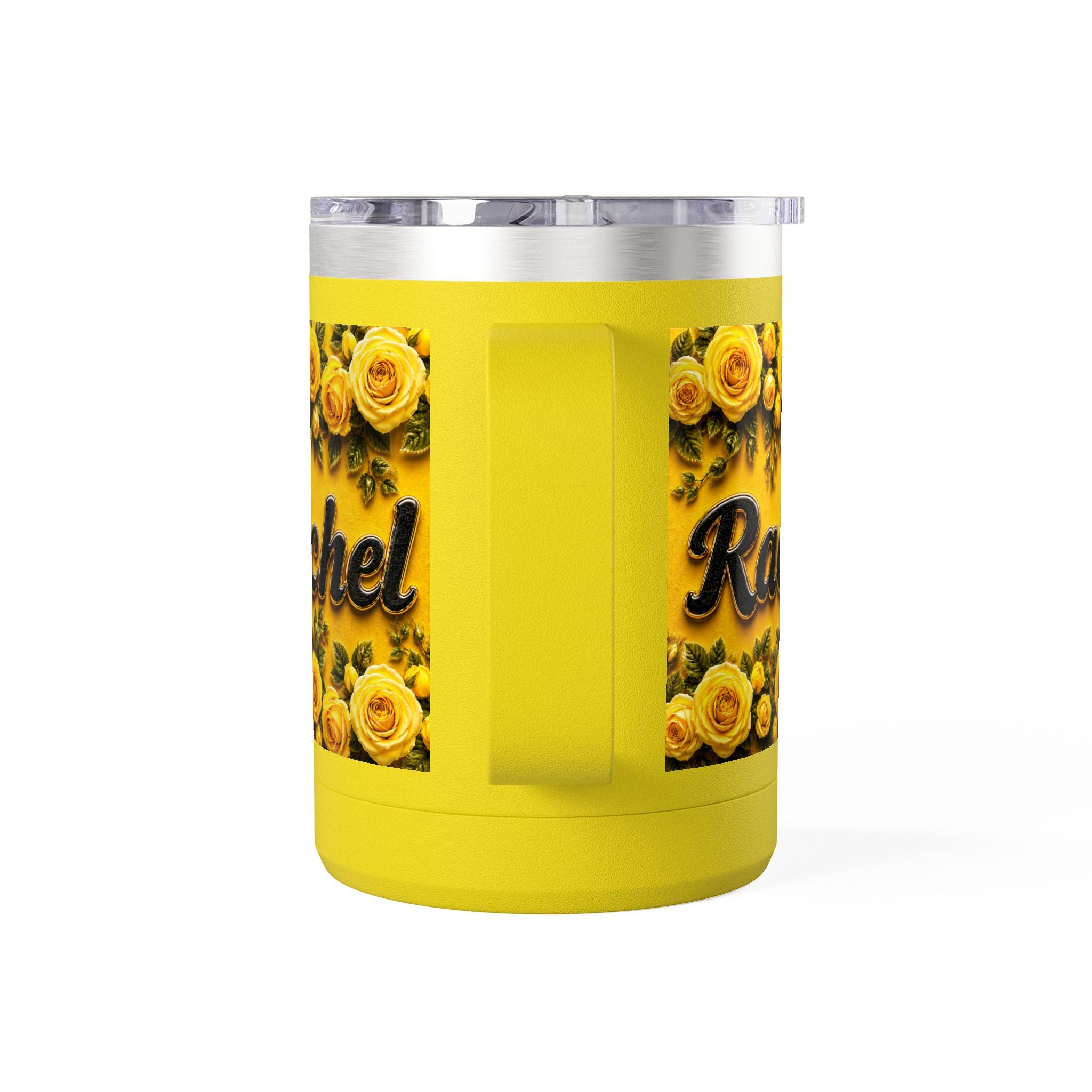 Personalized Rachel Floral 15oz Travel Mug — Insulated Coffee Tumbler
