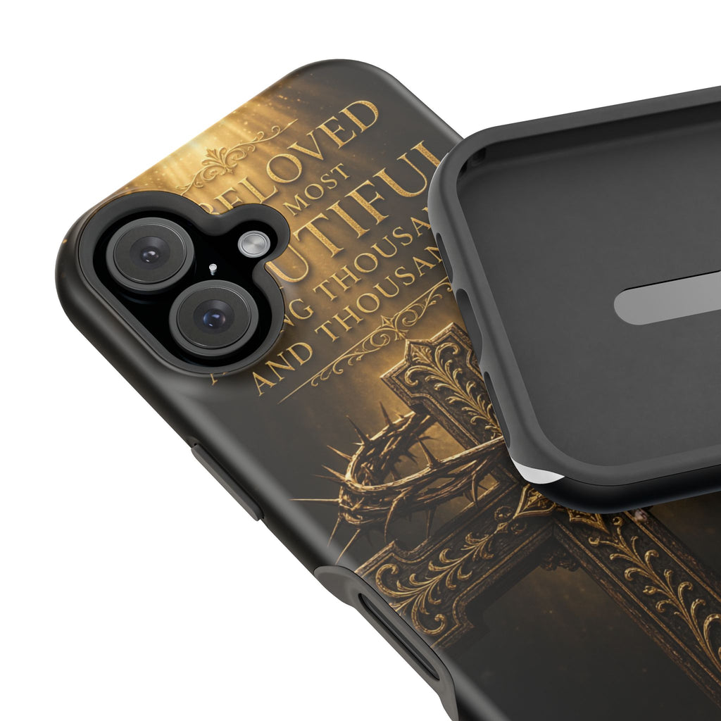 Magnetic Impact-Resistant Phone Case — "Most Beautiful" Cross with Crown of Thorns