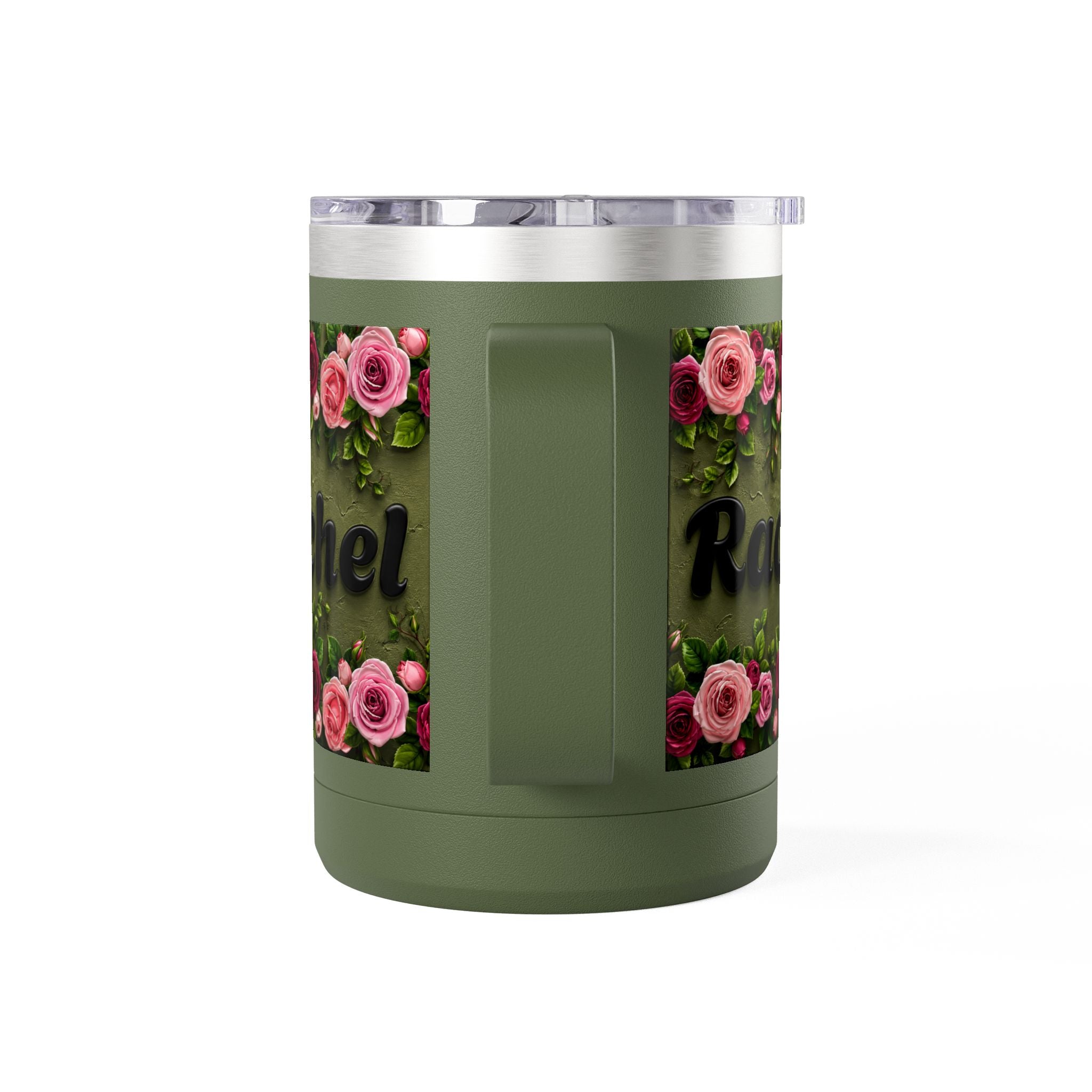 Personalized Rachel Floral 15oz Travel Mug — Insulated Coffee Tumbler