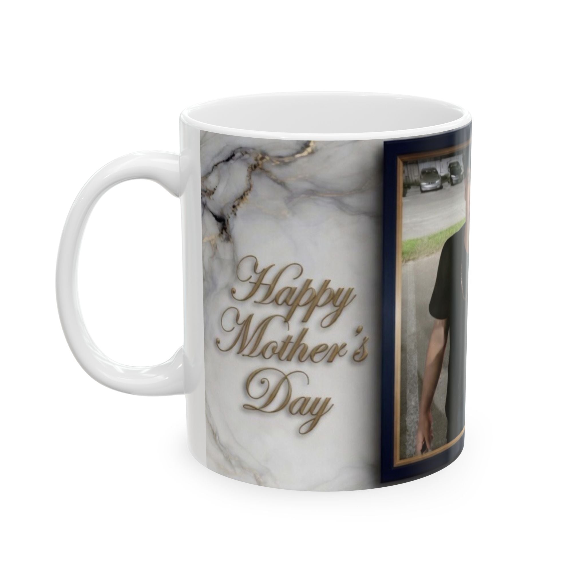 Marble Floral Photo Mug | Personalized Photo Coffee Mug
