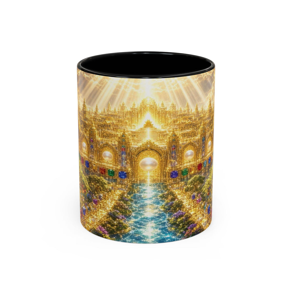 Heavenly City Christian Coffee Mug — Golden Celestial Paradise Design (11/15oz)