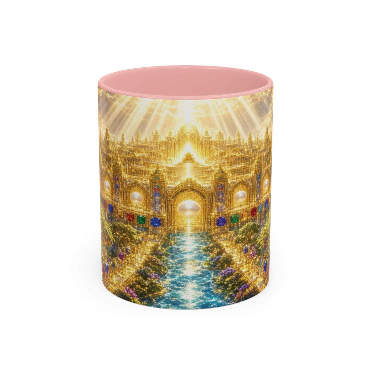 Heavenly City Christian Coffee Mug — Golden Celestial Paradise Design (11/15oz)