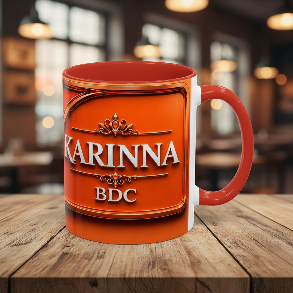 Personalized Karina Coffee Mug – Red Accent Ceramic Mug (11/15oz)