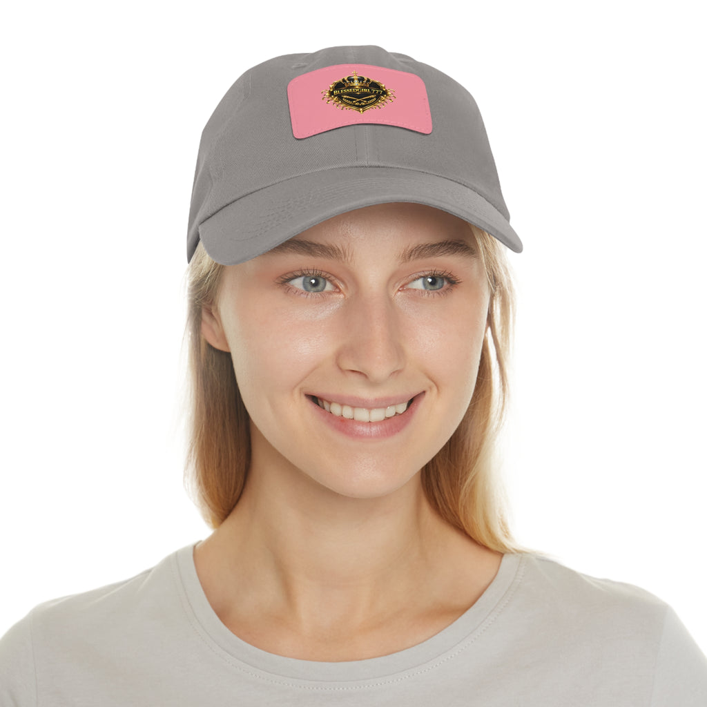 Dad Hat — Vintage Gold Crest Leather Patch Cap