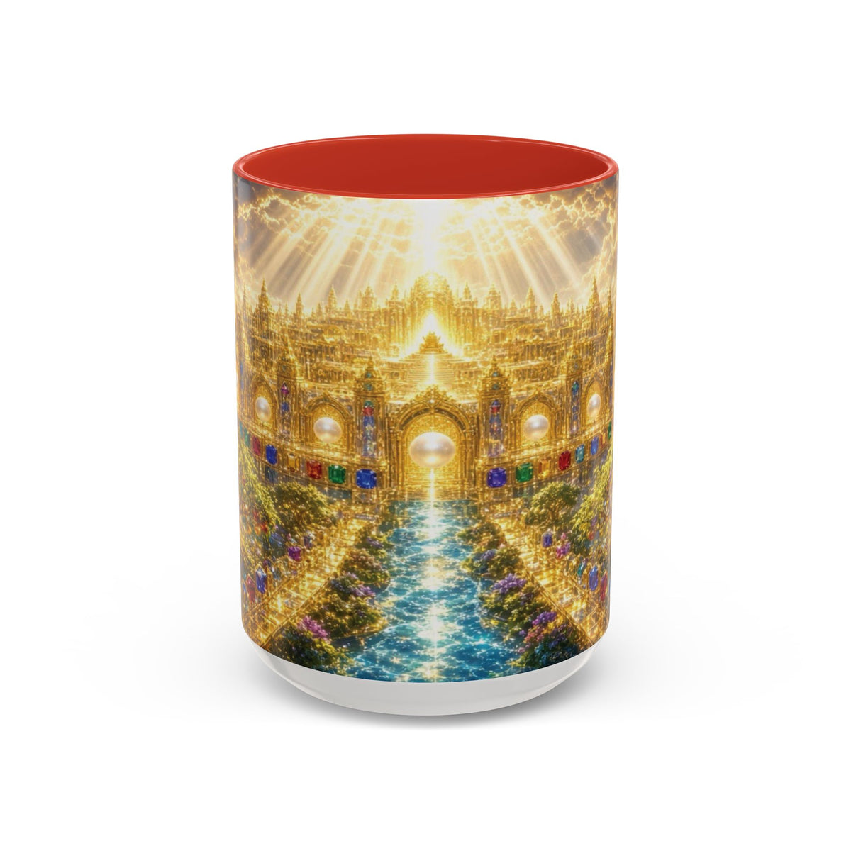 Heavenly City Christian Coffee Mug — Golden Celestial Paradise Design (11/15oz)