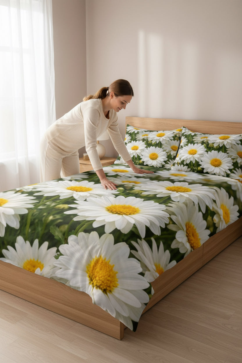 Daisy Field Cotton Bed Set – Floral Duvet Cover & Pillowcases