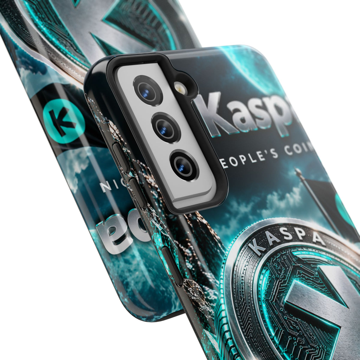 Kaspa Coin Tough Phone Case – Teal Crypto Logo Protective Cover
