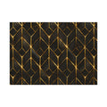 Glam Chevron Rug — Black with Gold Sparkle Geometric Floor Mat