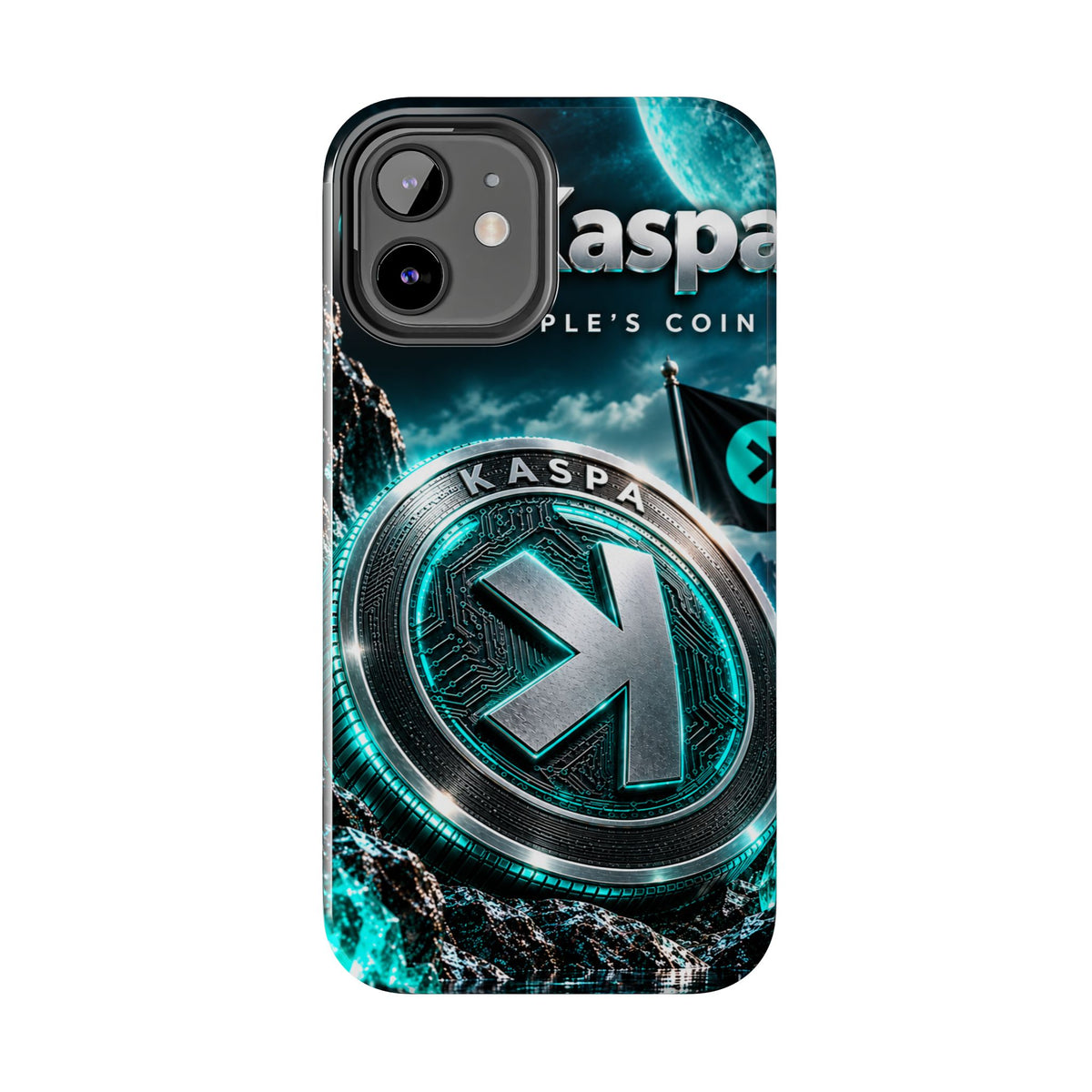 Kaspa Coin Tough Phone Case – Teal Crypto Logo Protective Cover