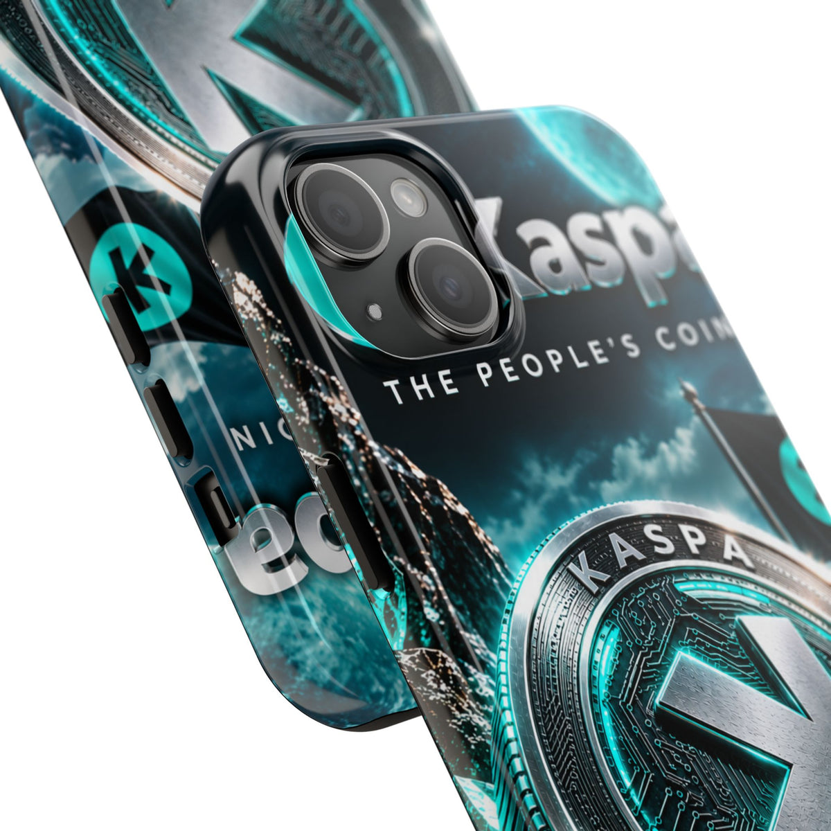 Kaspa Coin Tough Phone Case – Teal Crypto Logo Protective Cover