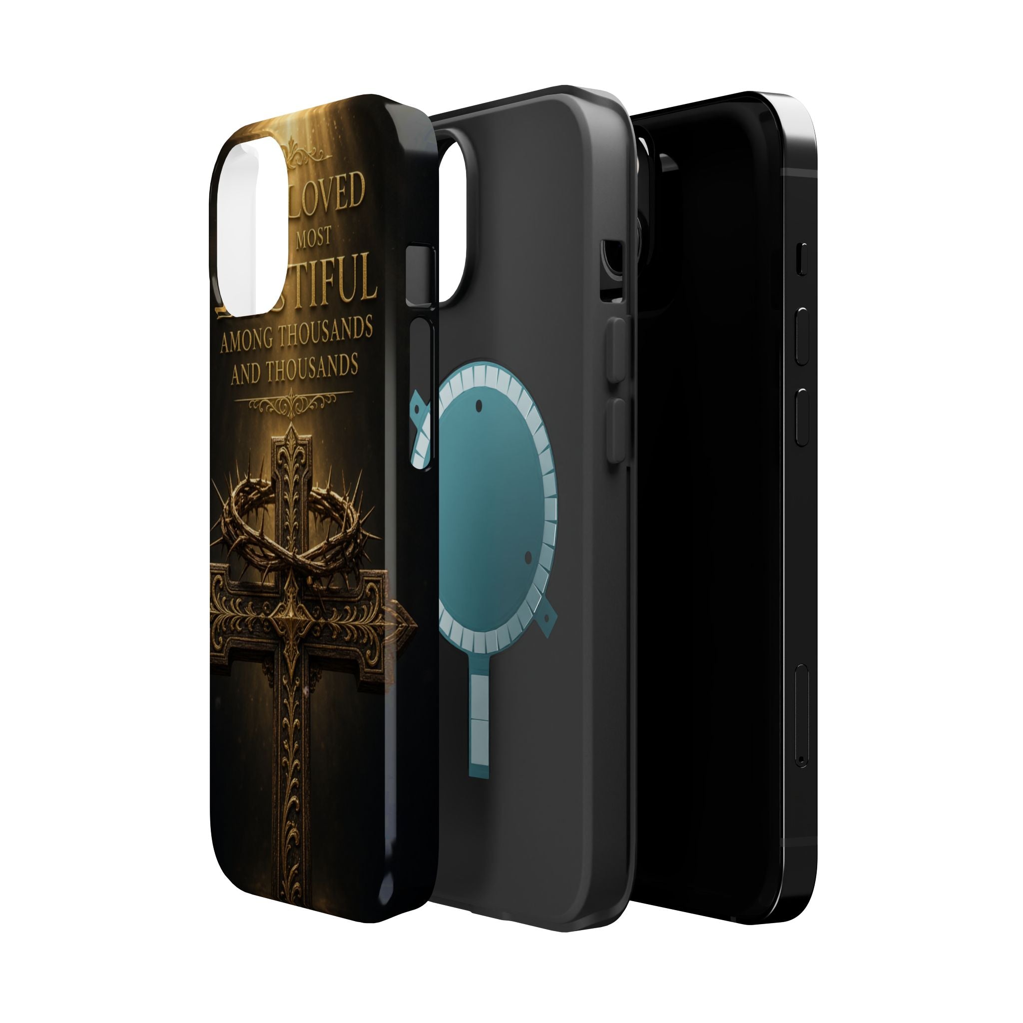 Magnetic Impact-Resistant Phone Case — "Most Beautiful" Cross with Crown of Thorns