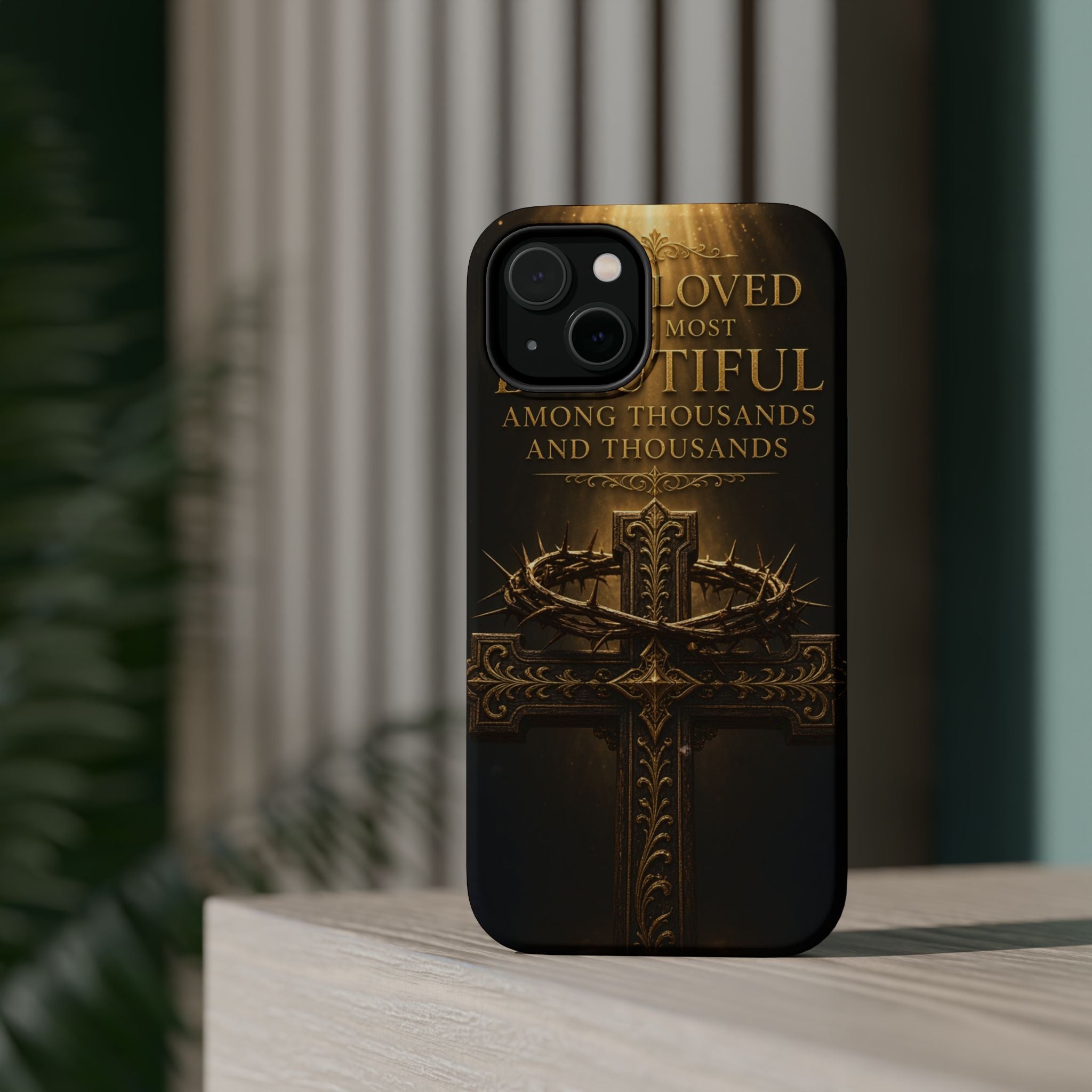 Magnetic Impact-Resistant Phone Case — "Most Beautiful" Cross with Crown of Thorns