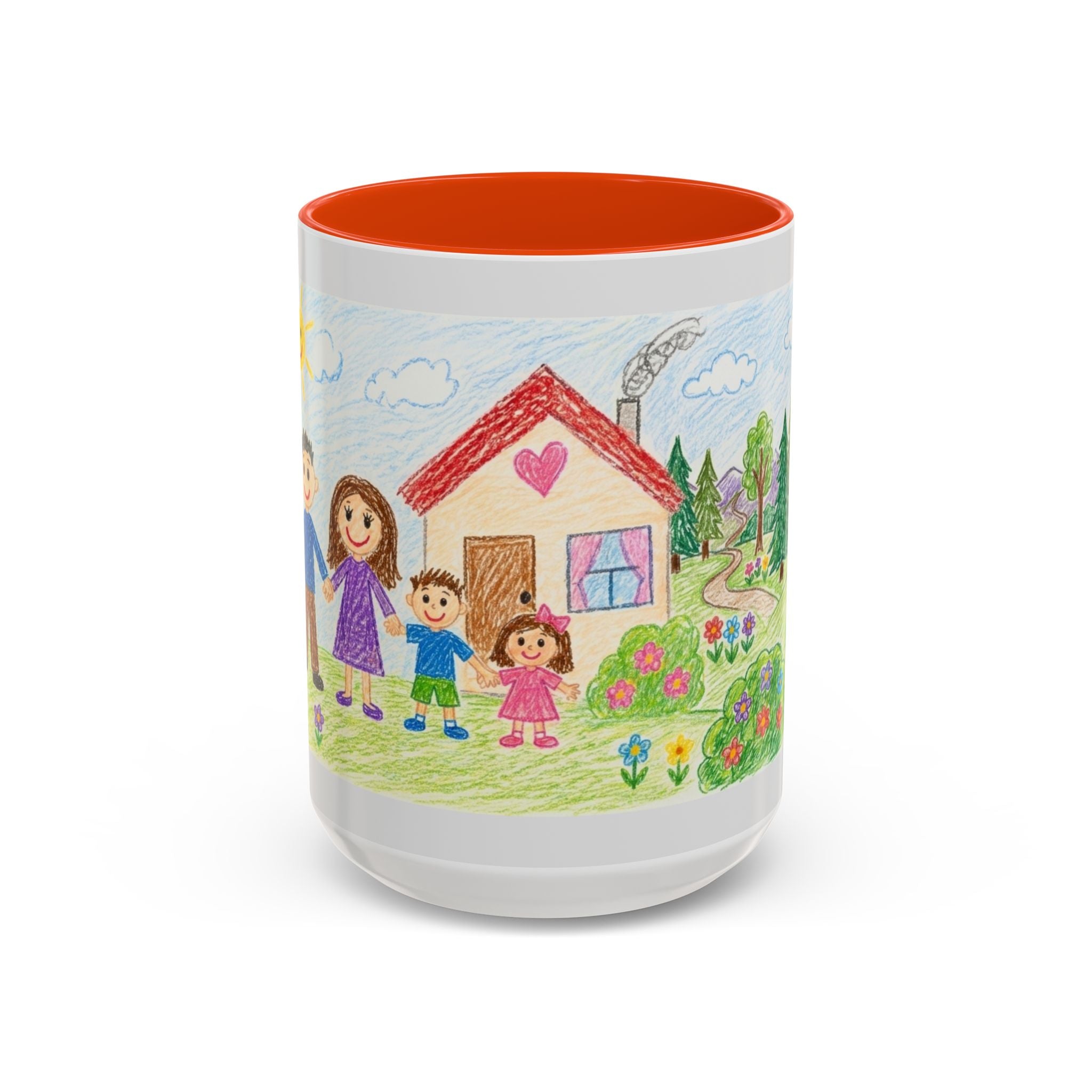 Crayon Family Home Drawing Mug | Colorful Ceramic Coffee Cup