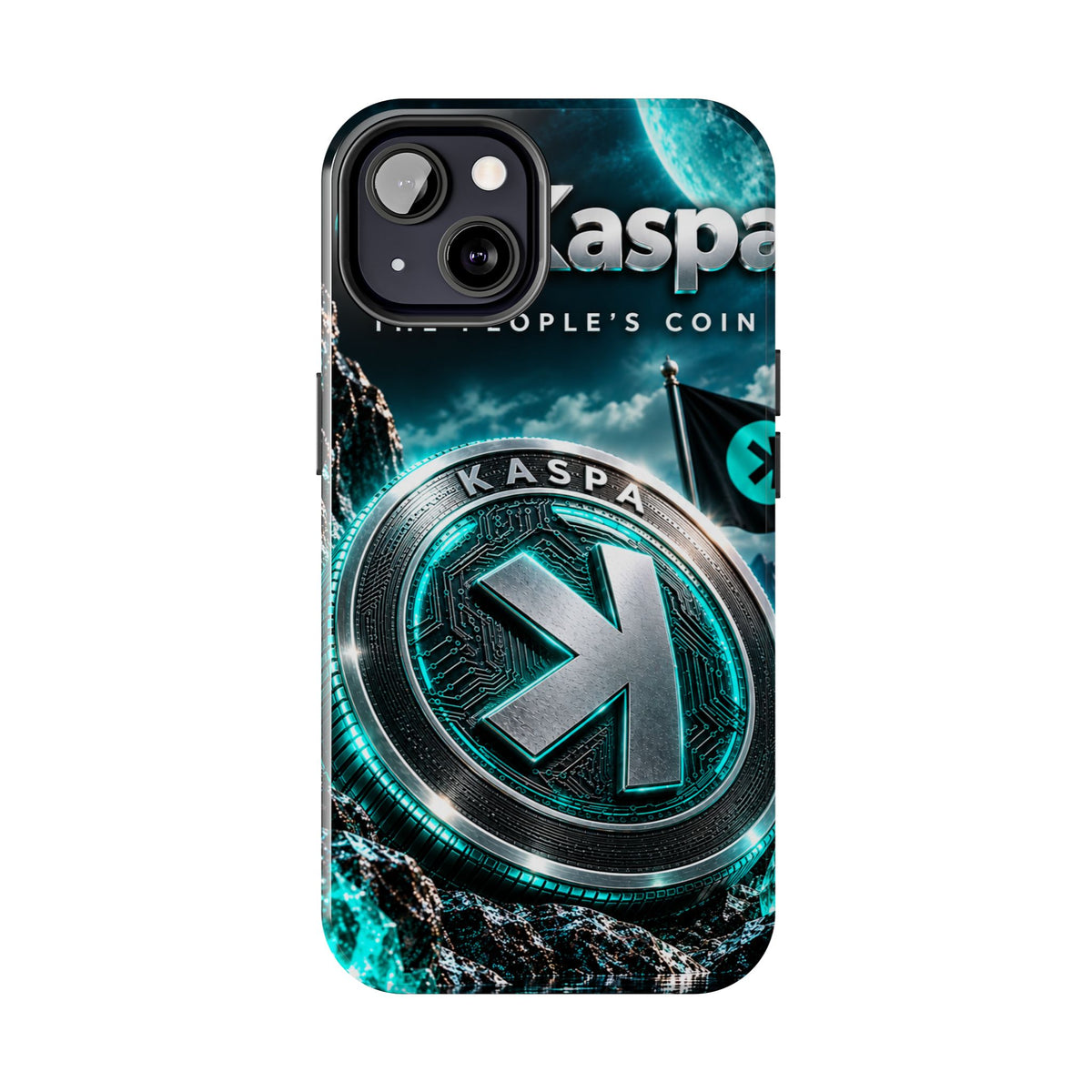 Kaspa Coin Tough Phone Case – Teal Crypto Logo Protective Cover