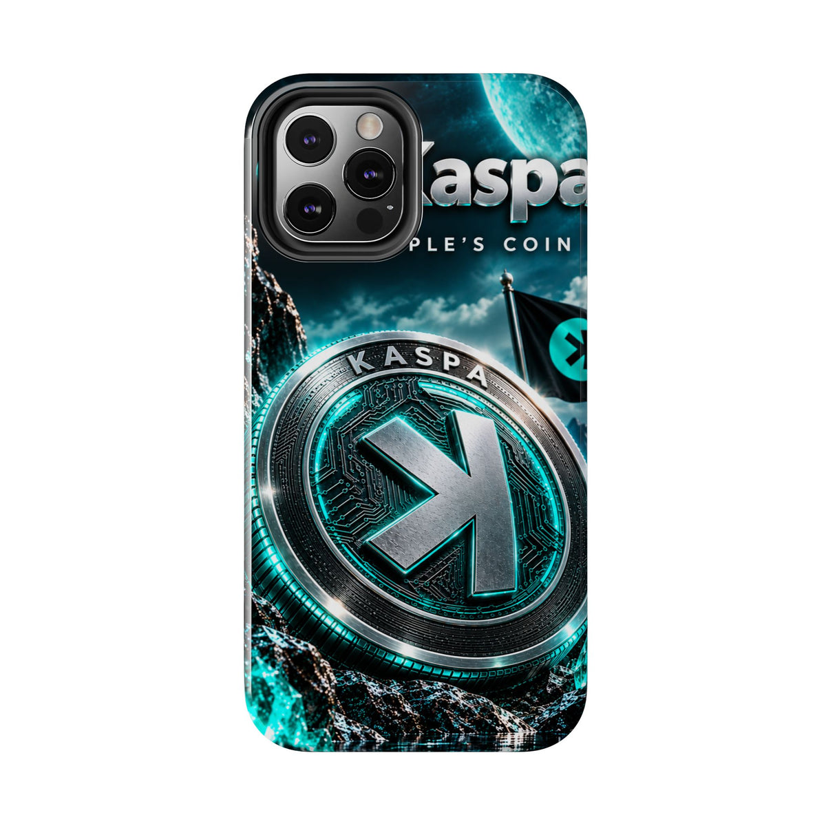 Kaspa Coin Tough Phone Case – Teal Crypto Logo Protective Cover