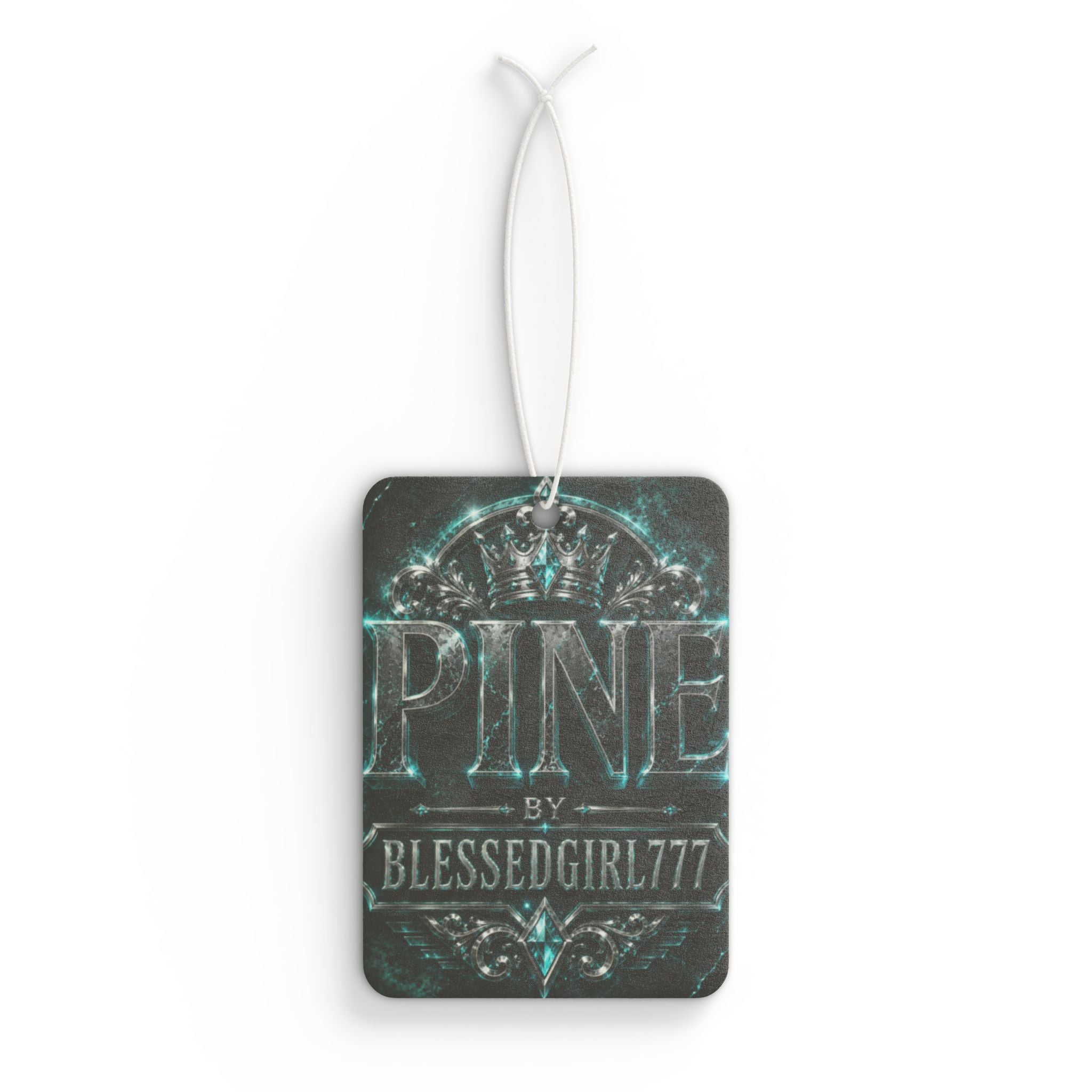 Car Air Freshener — 'PINE by BLESSEDGIRL777' Vintage Teal Scented Ornament
