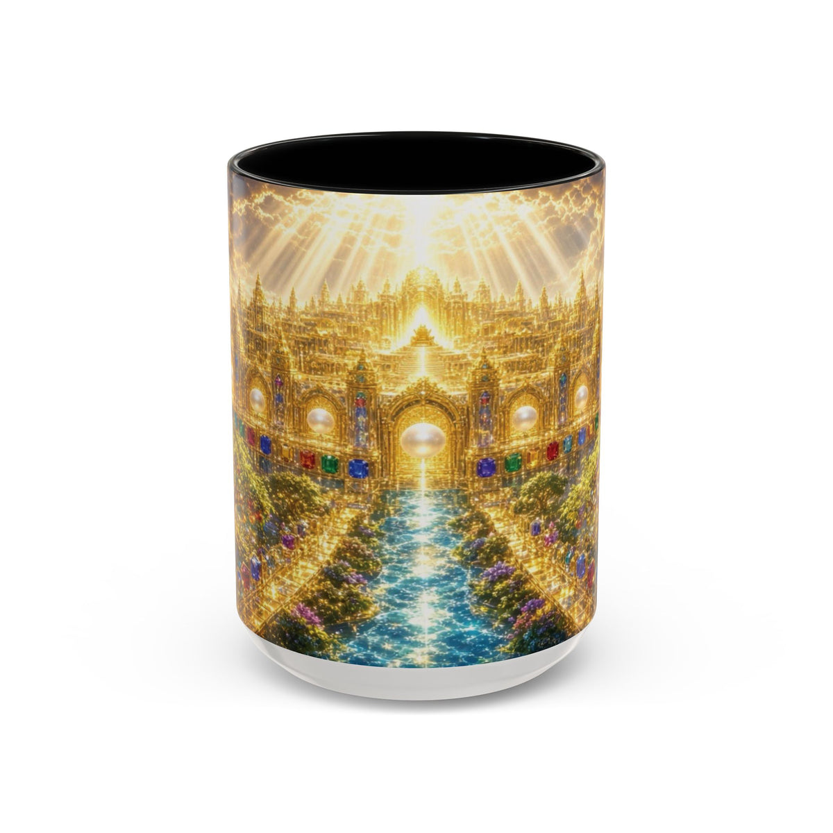 Heavenly City Christian Coffee Mug — Golden Celestial Paradise Design (11/15oz)