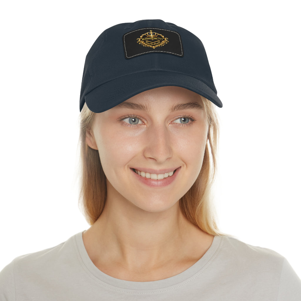 Dad Hat — Vintage Gold Crest Leather Patch Cap
