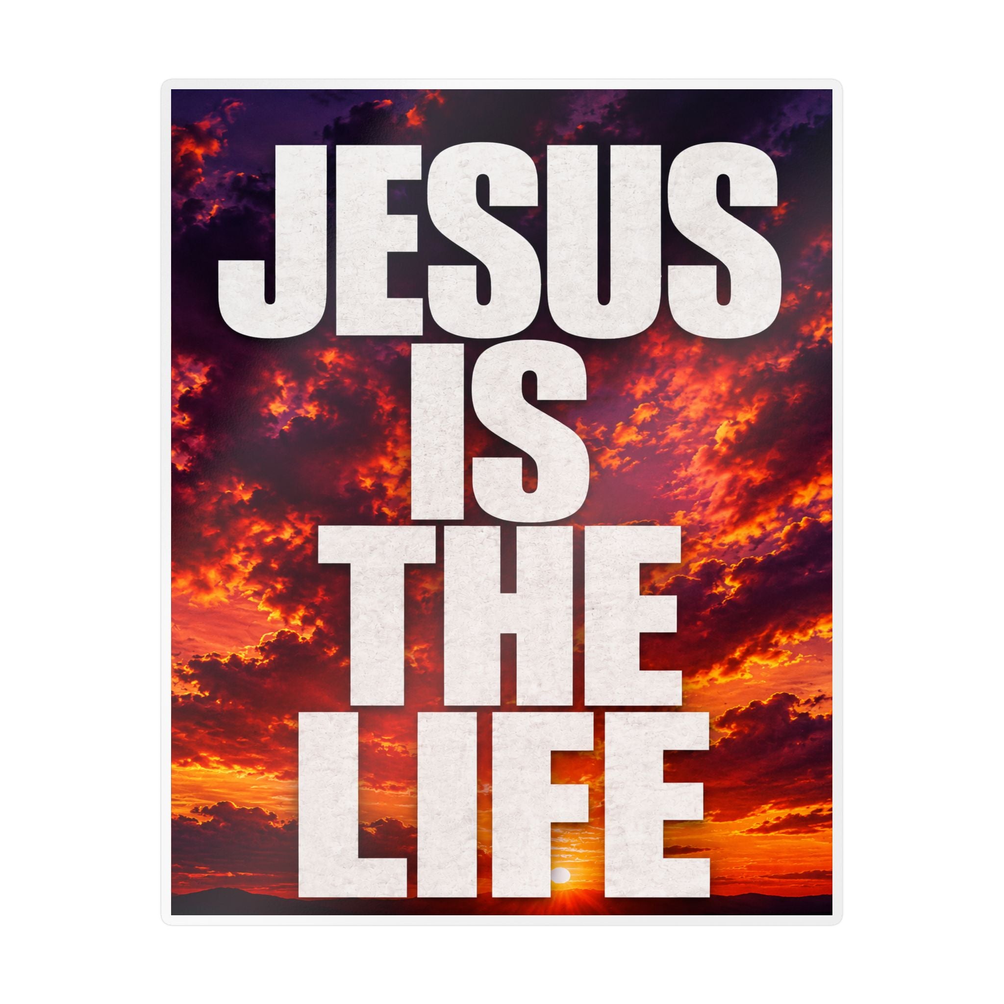 Jesus Is the Life Vinyl Decal — Sunset Color Christian Sticker (Kiss-Cut)