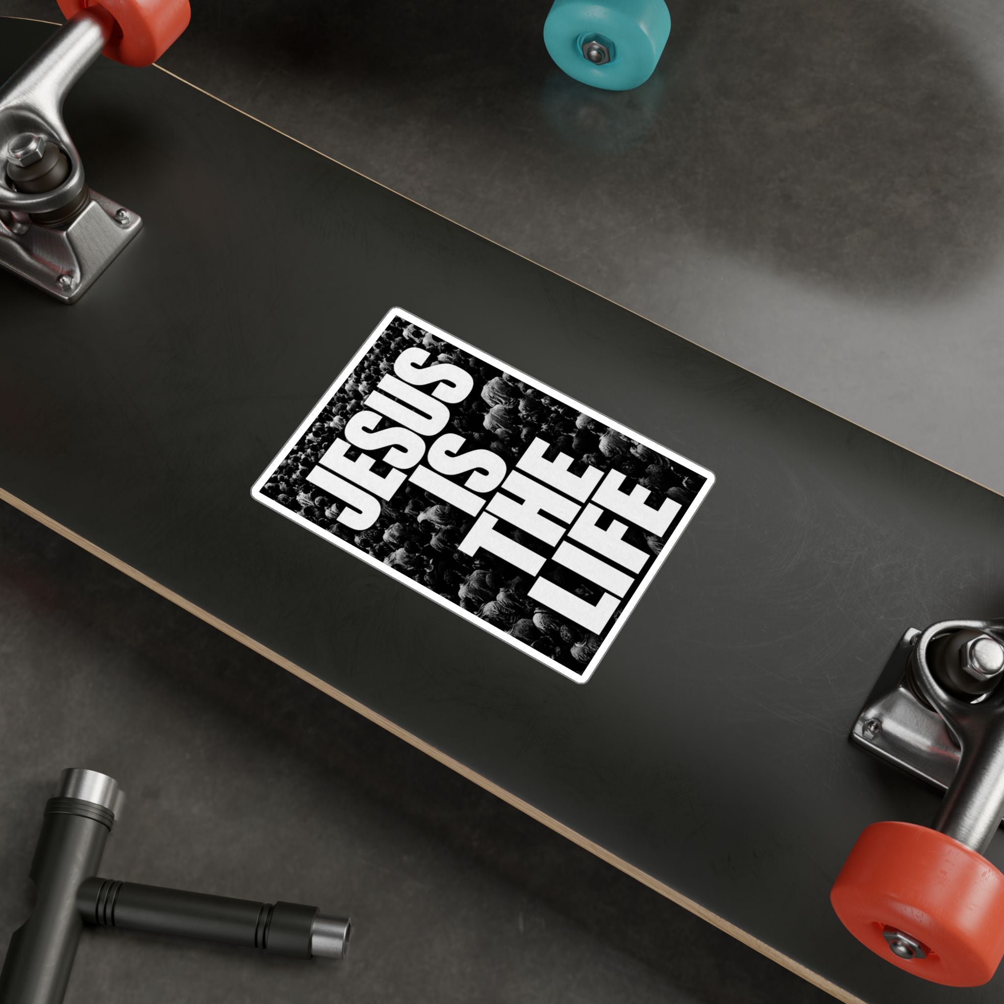 Jesus Is the Life Vinyl Sticker — Black & White Faith Decal (Kiss-Cut)