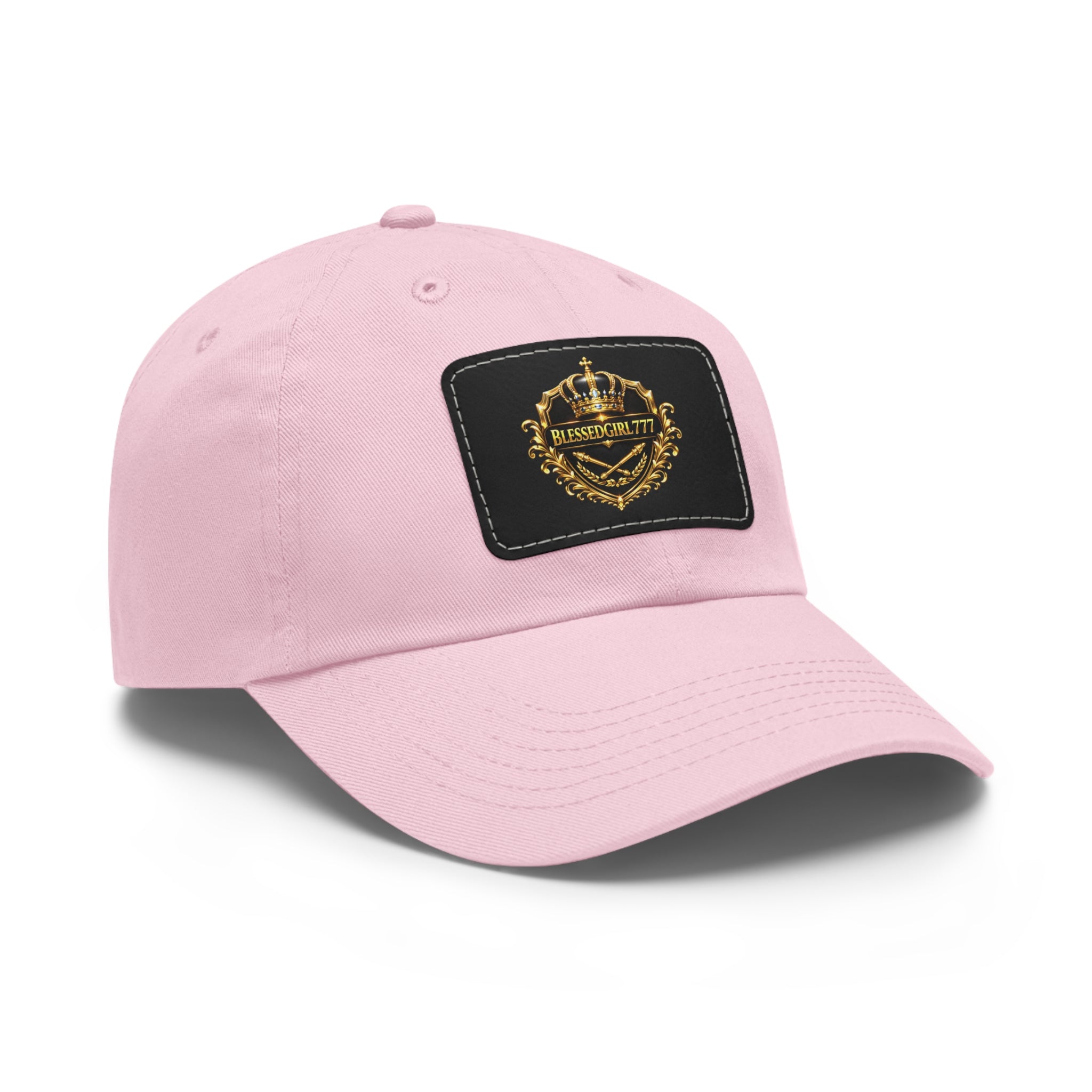 Dad Hat — Vintage Gold Crest Leather Patch Cap