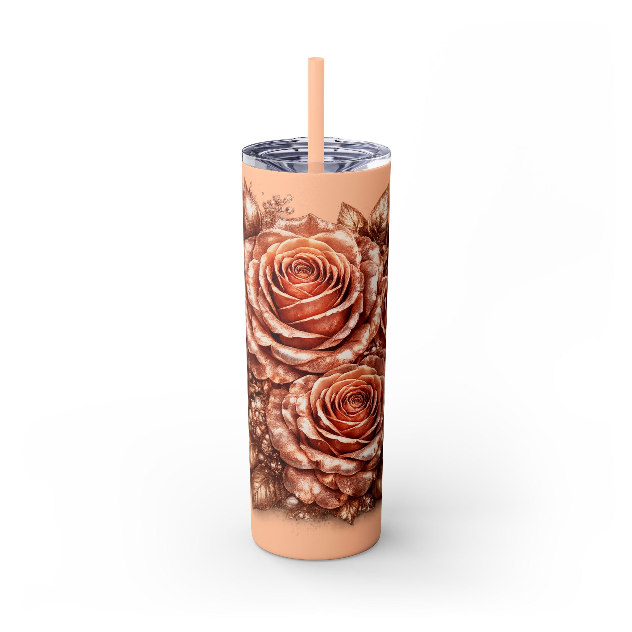 Skinny Tumbler — Monochrome Rose Garden 20oz Straw Tumbler