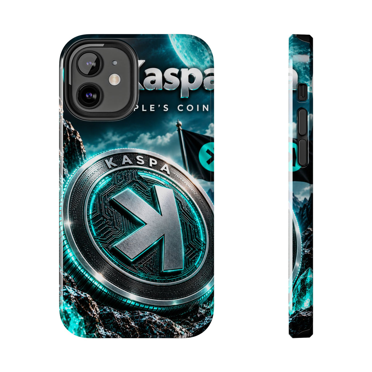 Kaspa Coin Tough Phone Case – Teal Crypto Logo Protective Cover