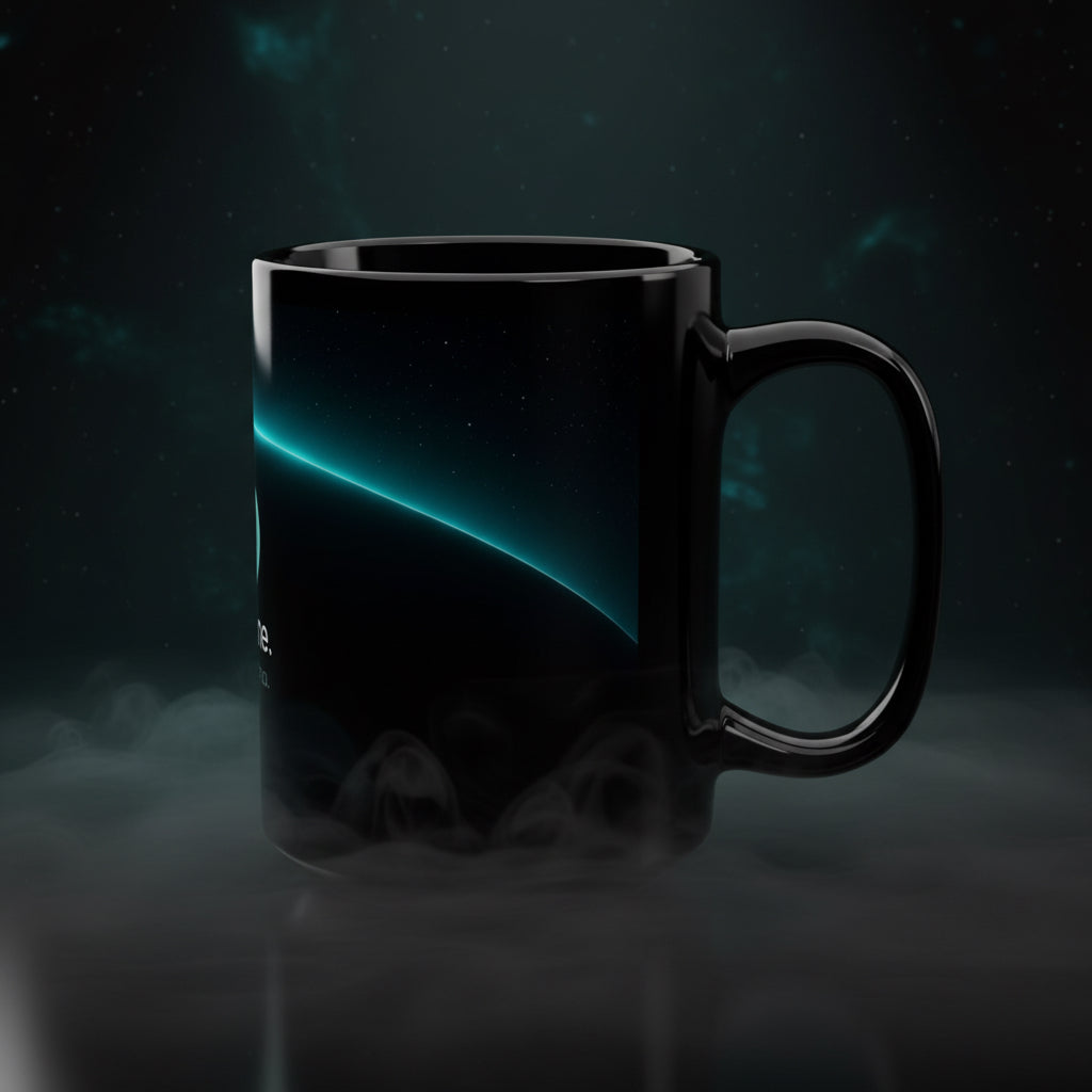 Kaspa Crypto 15oz Black Mug — Neon Tech Coffee Cup for Crypto Lovers