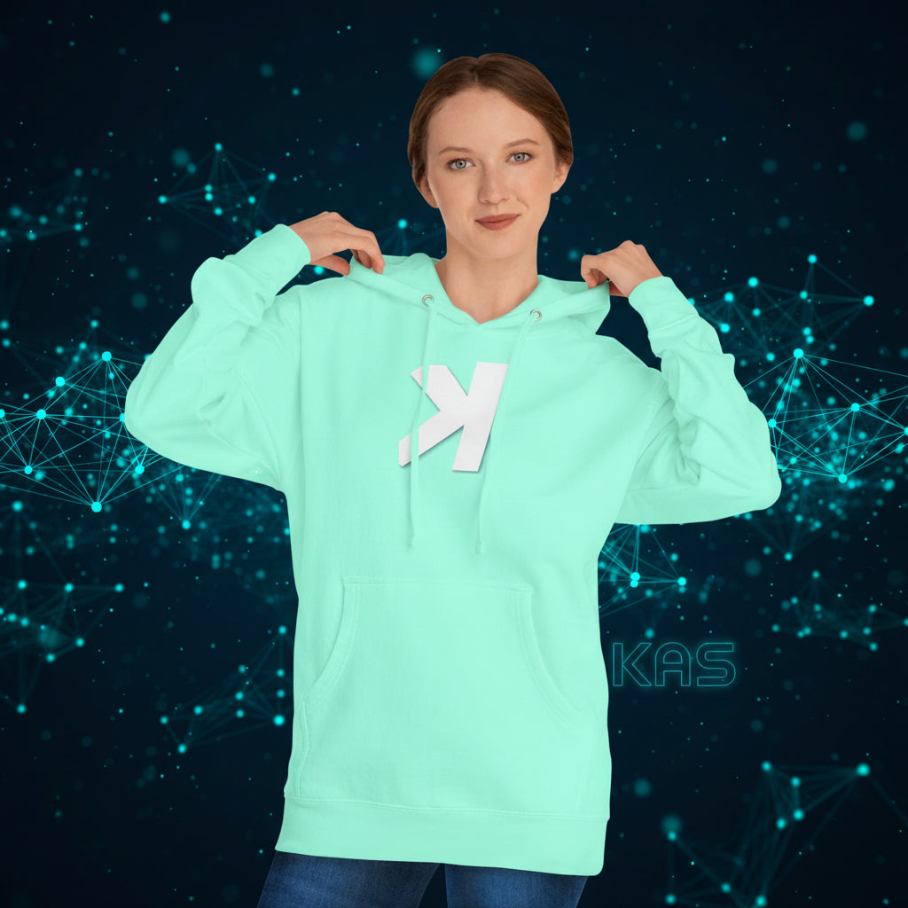 KAS to the Moon Hoodie — Minimalist 'K' Mint Pullover for Kaspa Fans