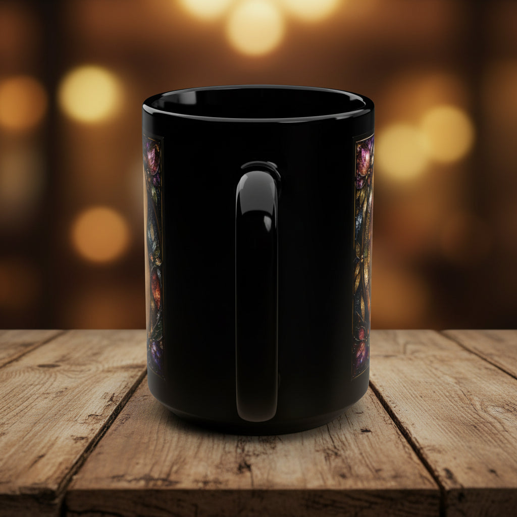 Inspirational Prayer Poem Mug 15oz | Black Stained Glass Faith & Hope Gift