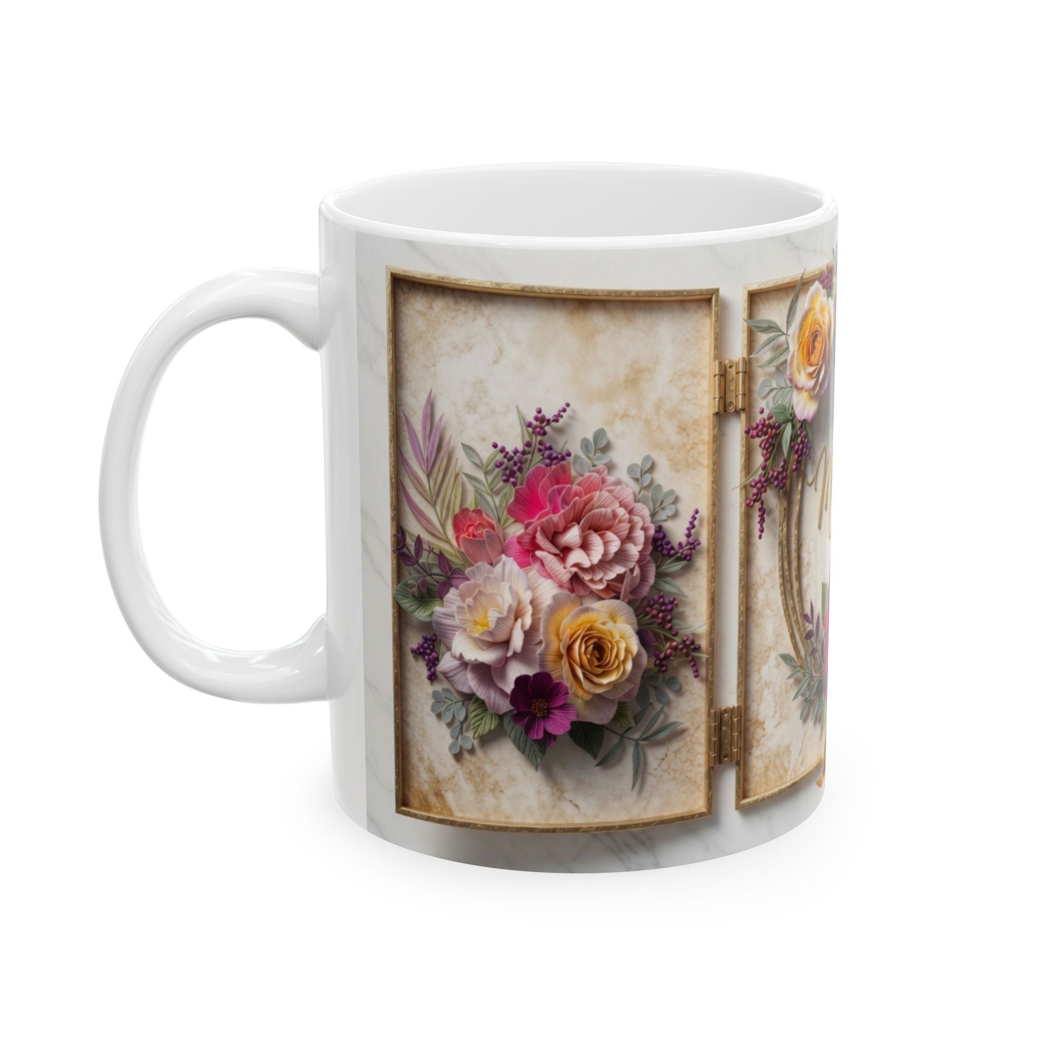 Happy Mother's Day floral wreath Mug | Ceramic 11oz 15oz