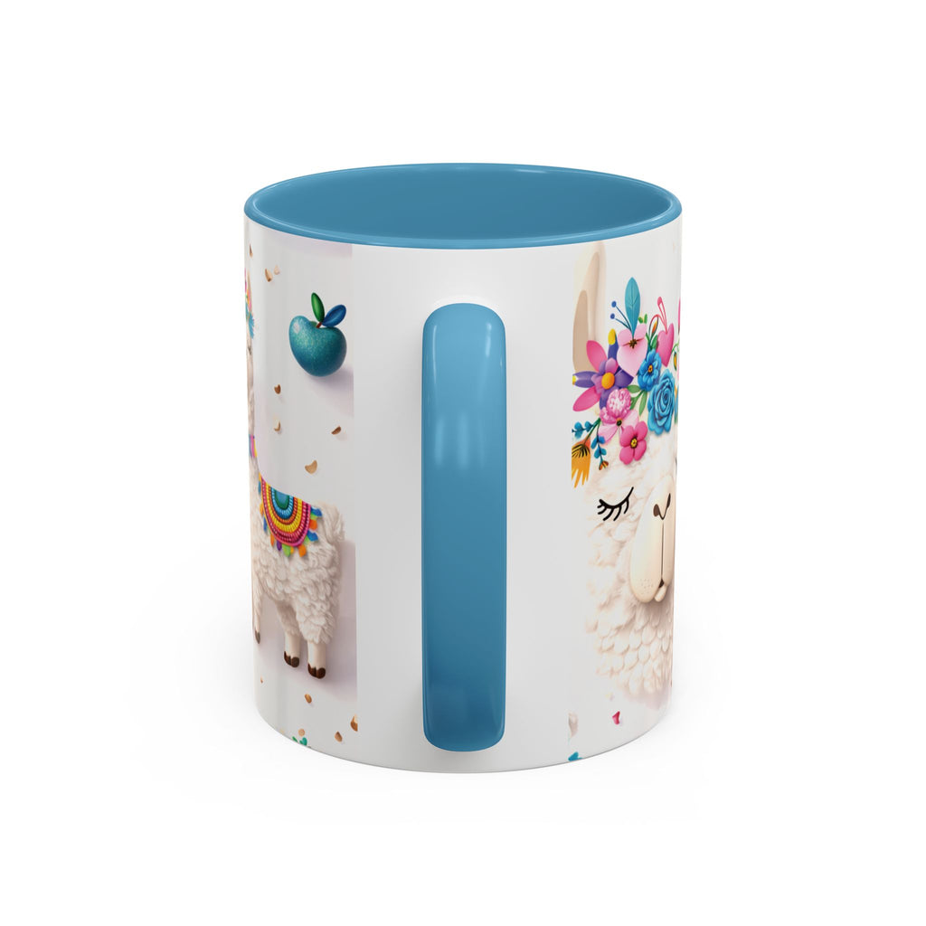 Cute Llama Pattern Accent Coffee Mug (11/15oz) – Colorful Fiesta Alpaca Design