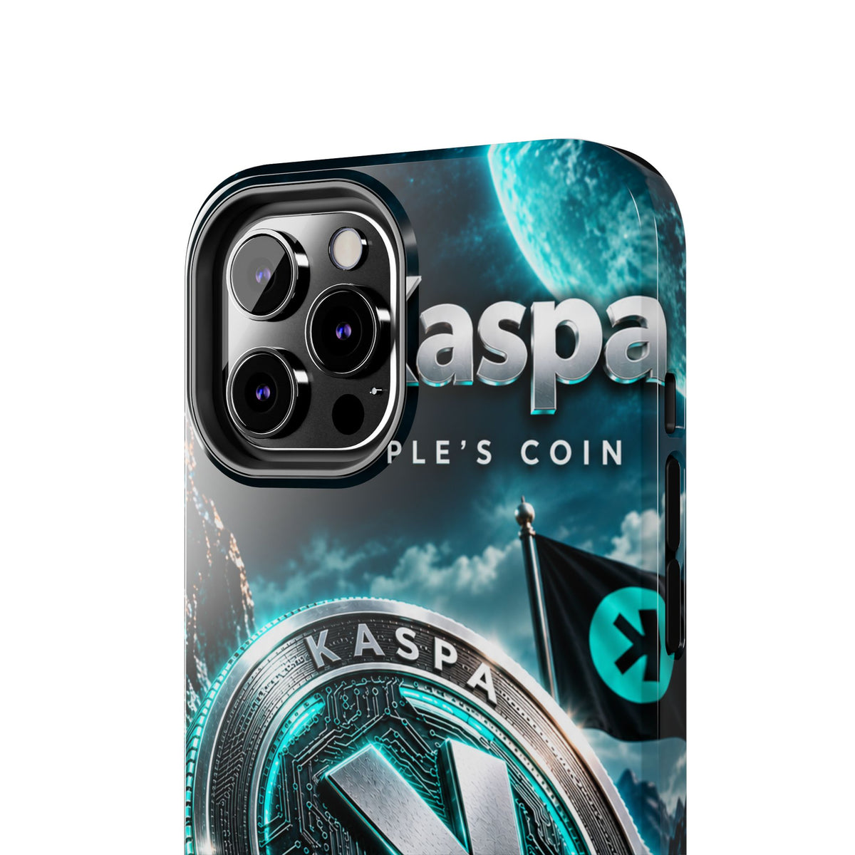 Kaspa Coin Tough Phone Case – Teal Crypto Logo Protective Cover