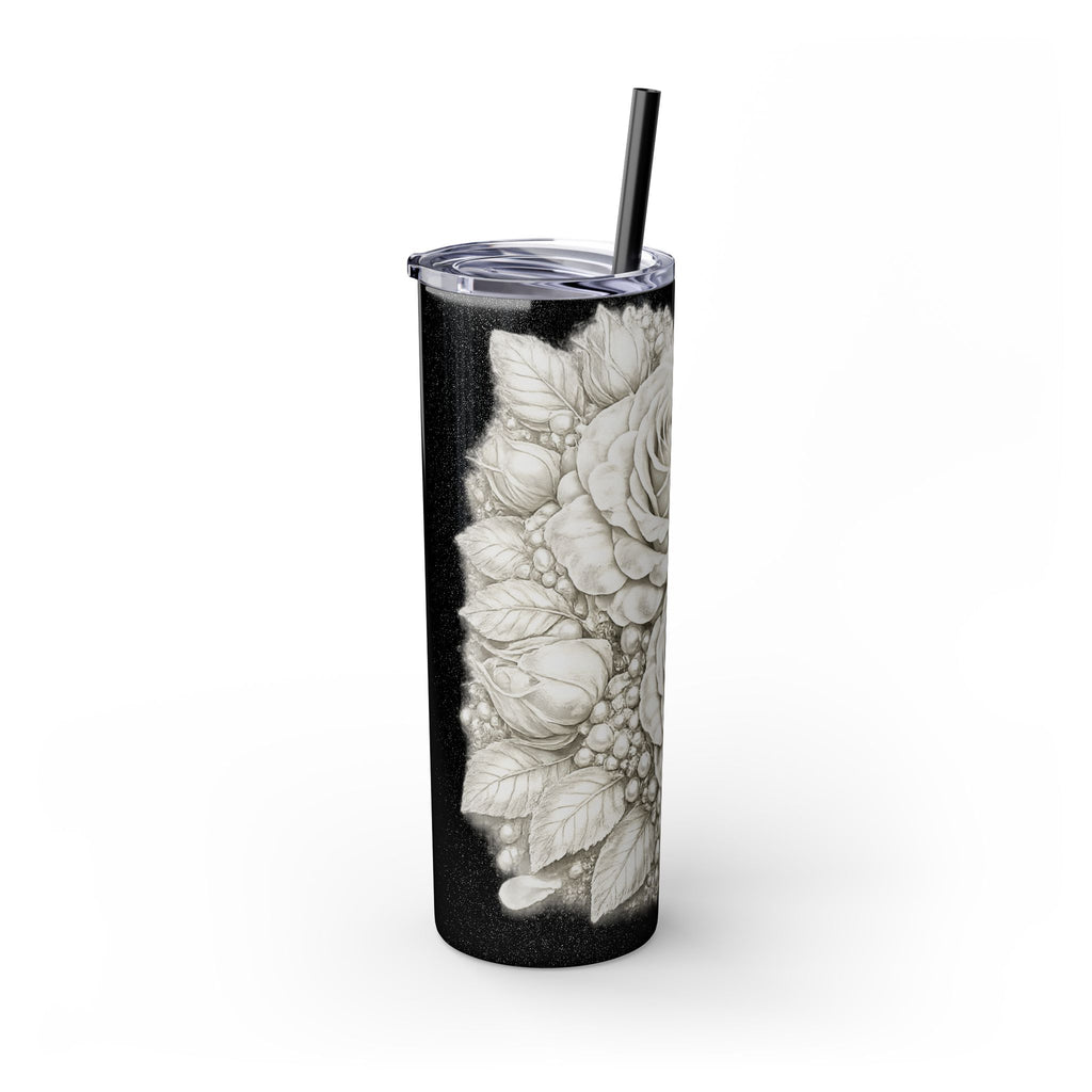 Skinny Tumbler — Monochrome Rose Garden 20oz Straw Tumbler