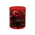 Red Tulip Floral Accent Coffee Mug | Personalized Name Script