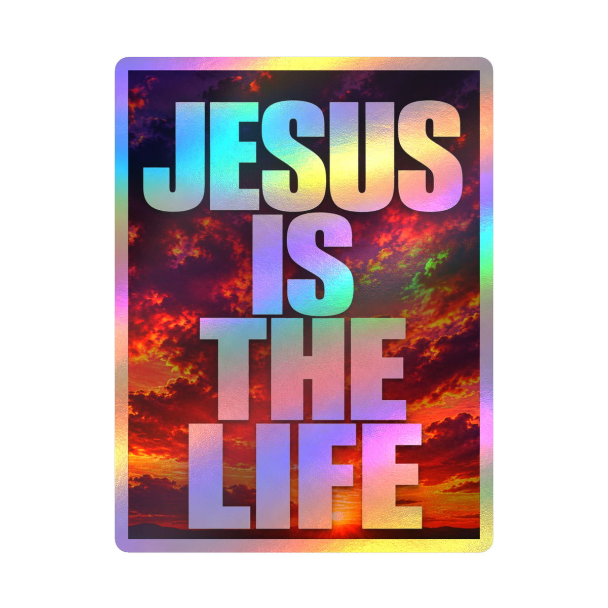 Jesus Is the Life Vinyl Decal — Sunset Color Christian Sticker (Kiss-Cut)