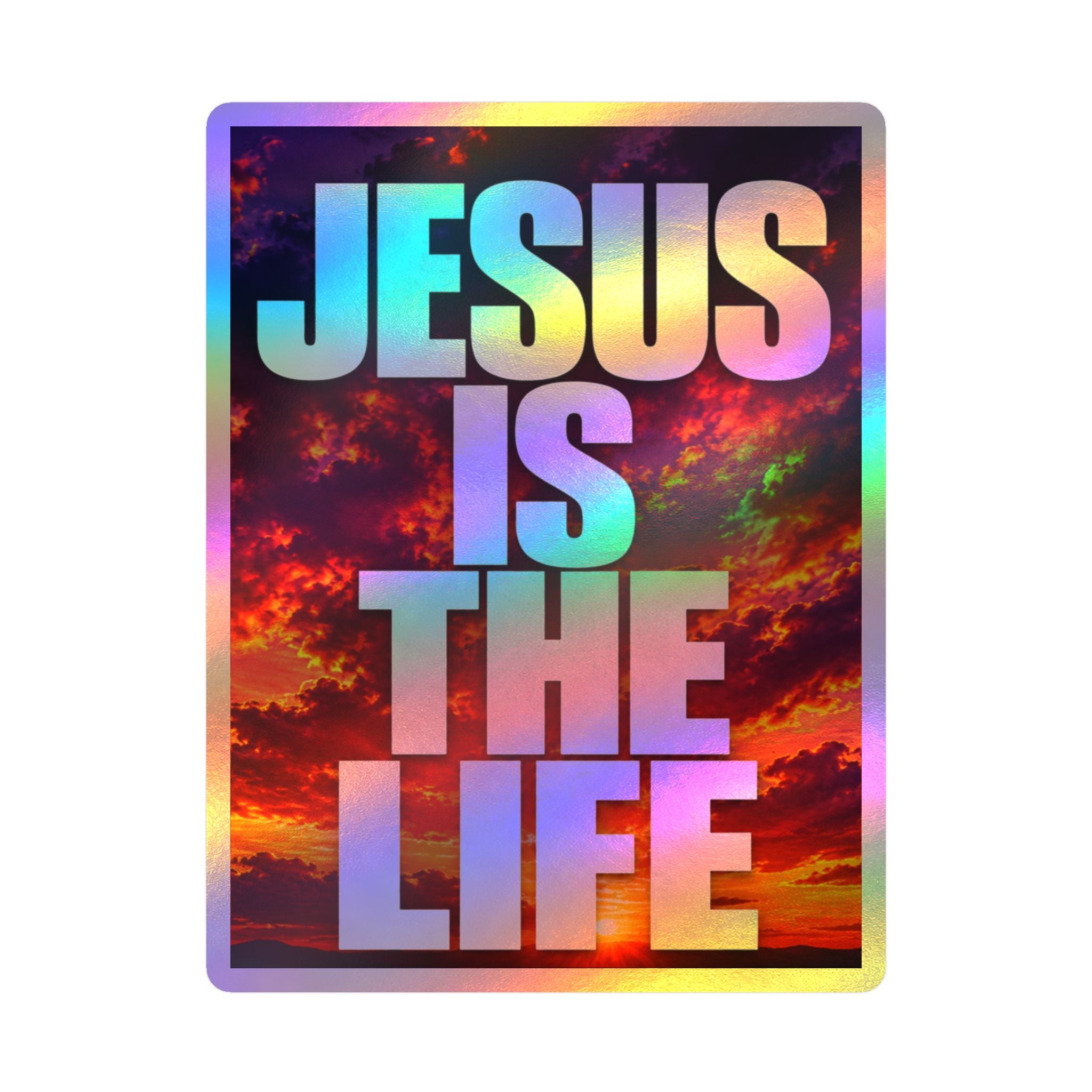 Jesus Is the Life Vinyl Decal — Sunset Color Christian Sticker (Kiss-Cut)