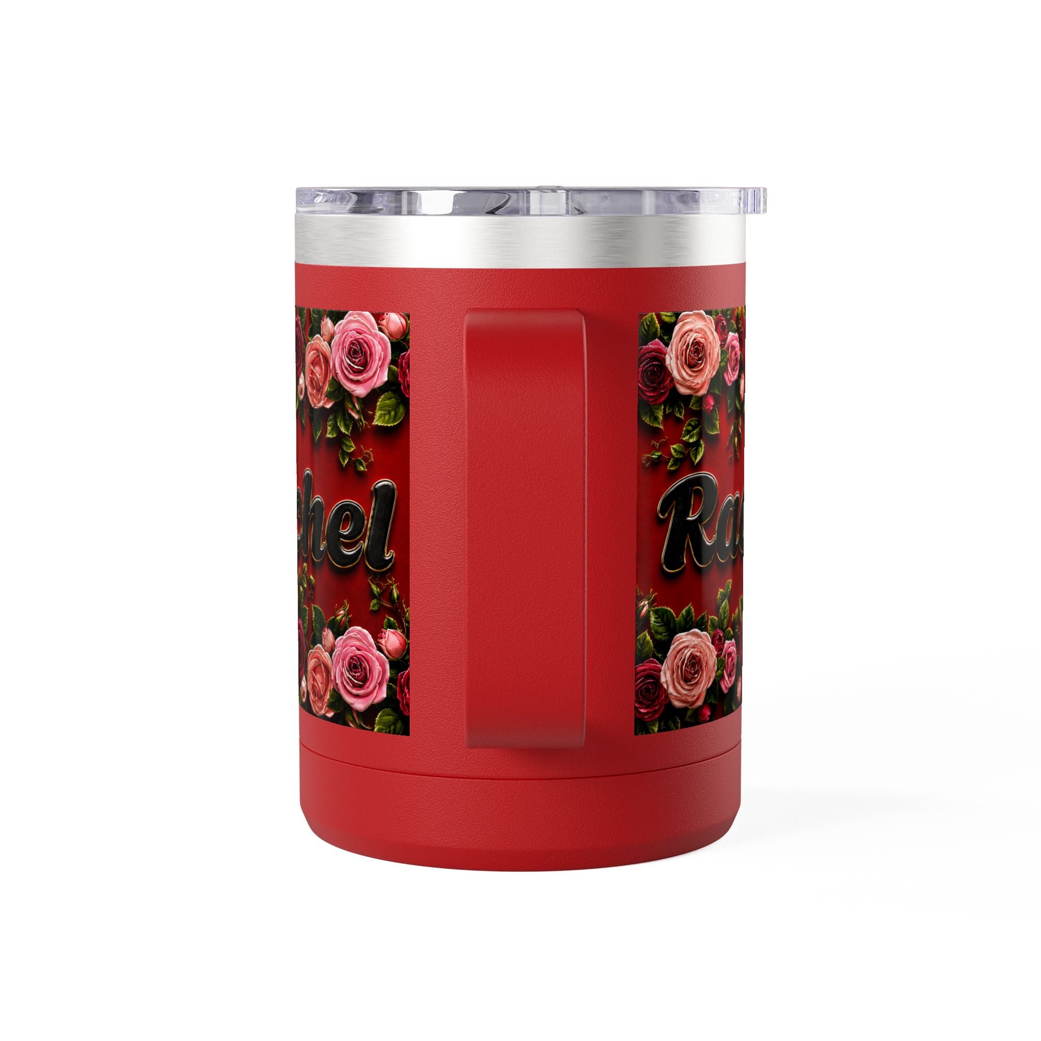 Personalized Rachel Floral 15oz Travel Mug — Insulated Coffee Tumbler