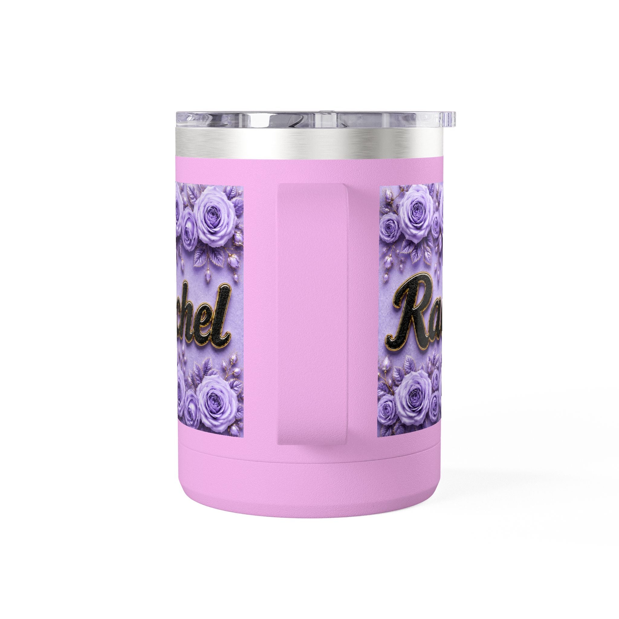 Personalized Rachel Floral 15oz Travel Mug — Insulated Coffee Tumbler