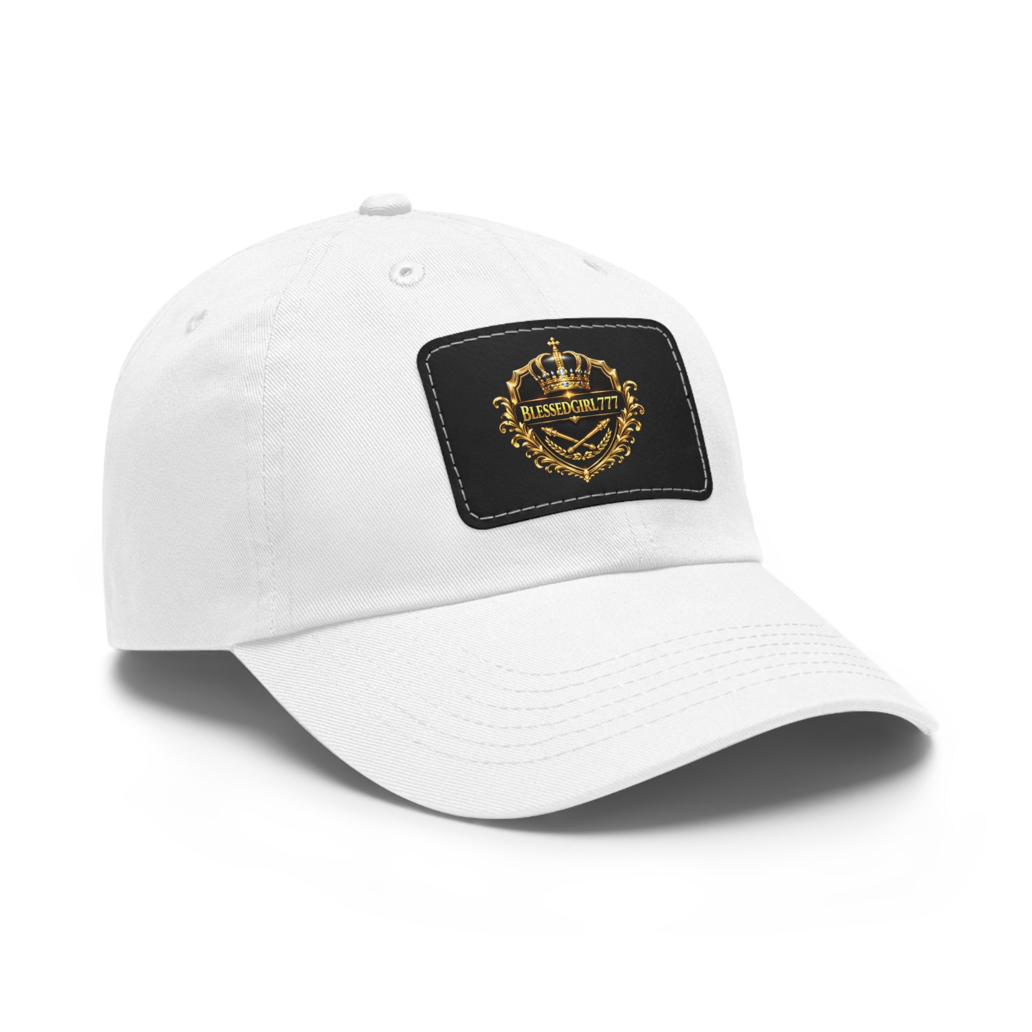 Dad Hat — Vintage Gold Crest Leather Patch Cap