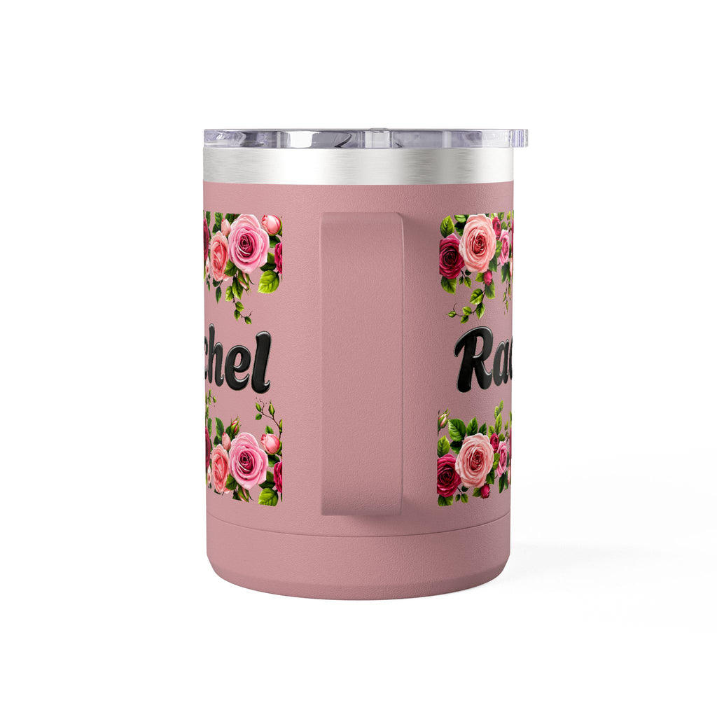 Personalized Rachel Floral 15oz Travel Mug — Insulated Coffee Tumbler