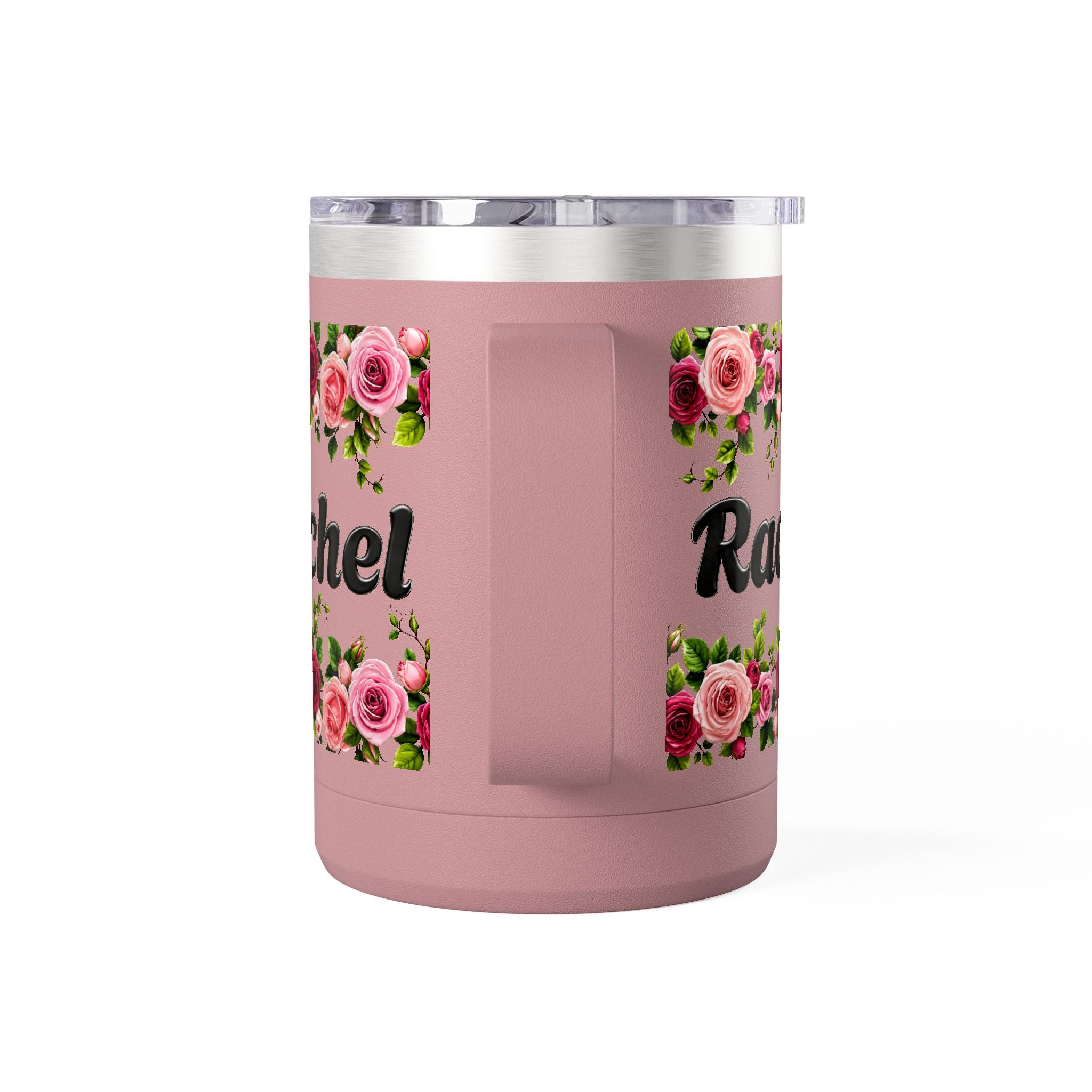 Personalized Rachel Floral 15oz Travel Mug — Insulated Coffee Tumbler