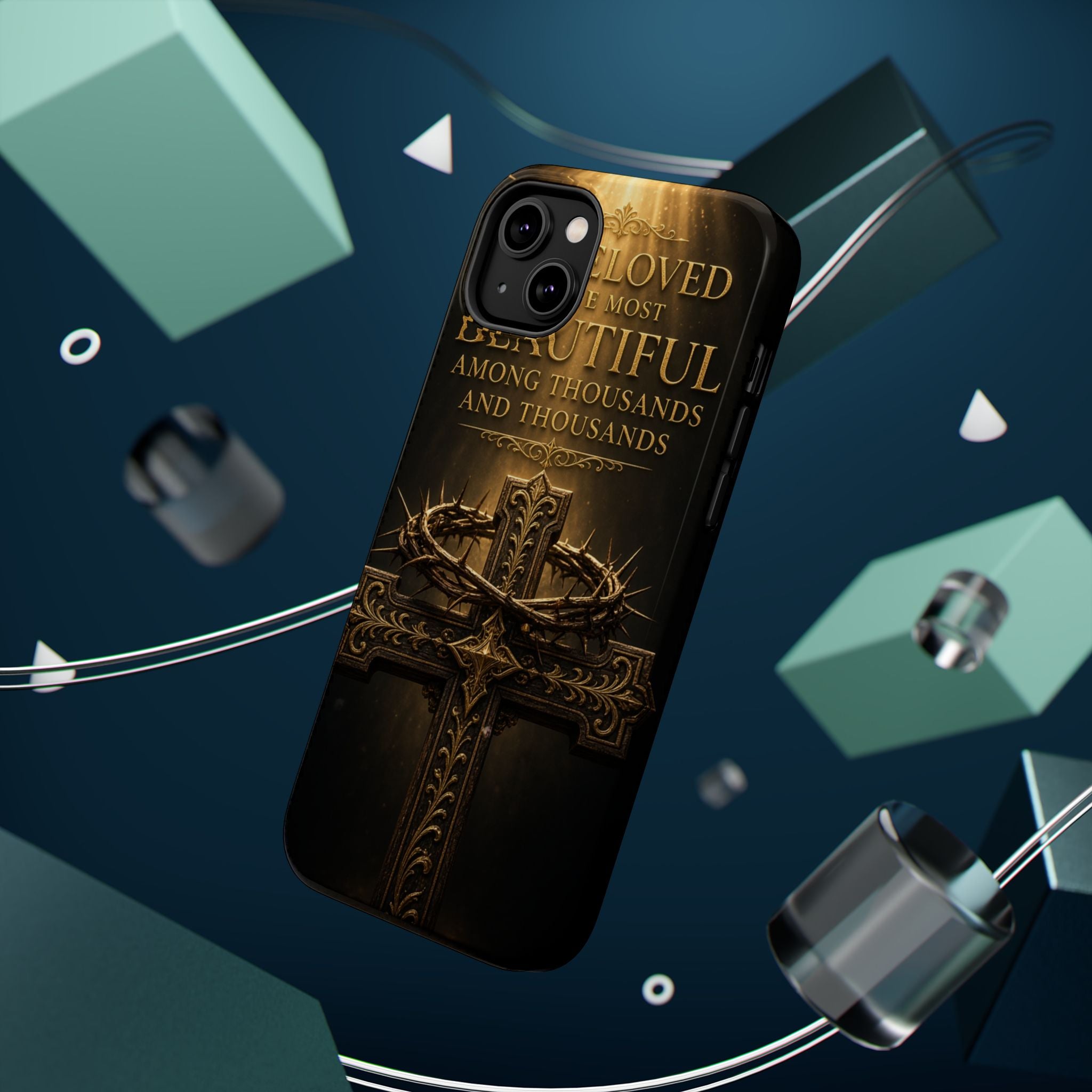Magnetic Impact-Resistant Phone Case — "Most Beautiful" Cross with Crown of Thorns