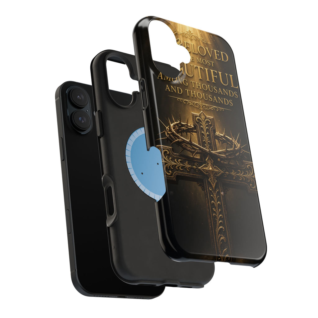 Magnetic Impact-Resistant Phone Case — "Most Beautiful" Cross with Crown of Thorns