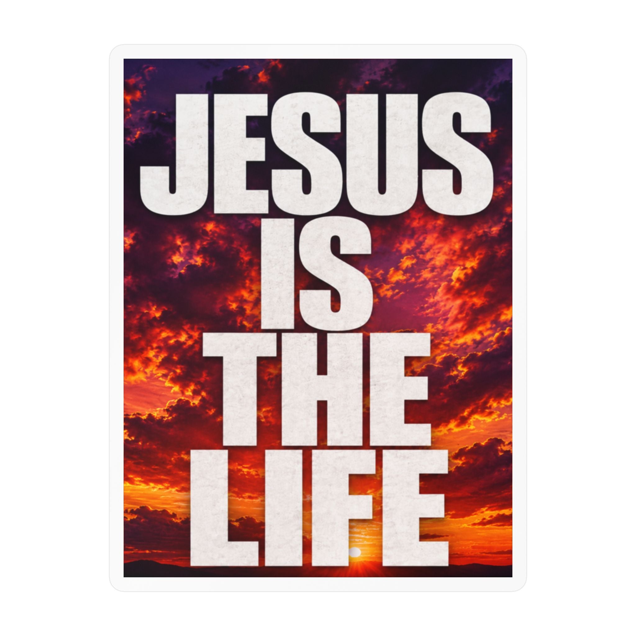 Jesus Is the Life Vinyl Decal — Sunset Color Christian Sticker (Kiss-Cut)