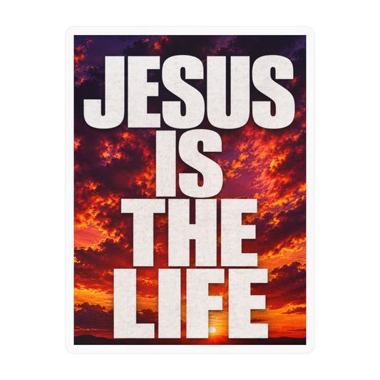 Jesus Is the Life Vinyl Decal — Sunset Color Christian Sticker (Kiss-Cut)