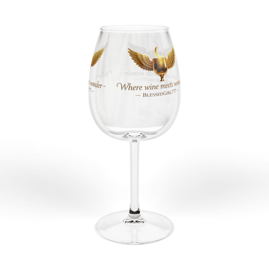 12oz Wine Glass — "Where Wine Meets Wonder" Gold Winged Goblet
